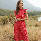 Sleeveless Butterfly dotted  women dress