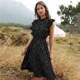 Sleeveless Butterfly dotted  women dress