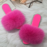 Summer Women's Slippers Indoor Fluffy Furry Slippers With Fur Removable