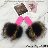 Summer Women's Slippers Indoor Fluffy Furry Slippers With Fur Removable