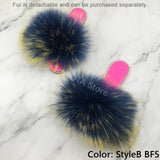 Summer Women's Slippers Indoor Fluffy Furry Slippers With Fur Removable