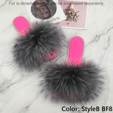 Summer Women's Slippers Indoor Fluffy Furry Slippers With Fur Removable