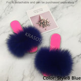 Summer Women's Slippers Indoor Fluffy Furry Slippers With Fur Removable