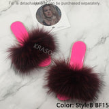 Summer Women's Slippers Indoor Fluffy Furry Slippers With Fur Removable