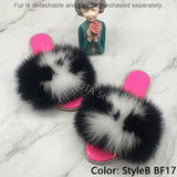 Summer Women's Slippers Indoor Fluffy Furry Slippers With Fur Removable