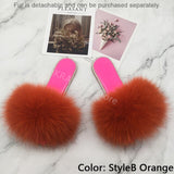 Summer Women's Slippers Indoor Fluffy Furry Slippers With Fur Removable