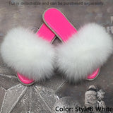 Summer Women's Slippers Indoor Fluffy Furry Slippers With Fur Removable