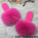 Summer Women's Slippers Indoor Fluffy Furry Slippers With Fur Removable