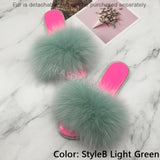 Summer Women's Slippers Indoor Fluffy Furry Slippers With Fur Removable