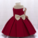 Bow Baby Girl Dress ty Wedding Dress Kid Clothes