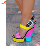 Multicolor Chunky High Heels