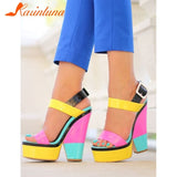 Multicolor Chunky High Heels