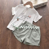 Girls Sets 2pcs Sleeveless Bow Tie T-shirt and Skirt