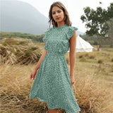 Sleeveless Butterfly dotted  women dress