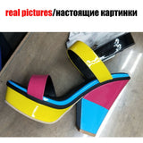 Multicolor Chunky High Heels