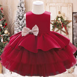 Bow Baby Girl Dress ty Wedding Dress Kid Clothes