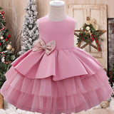 Bow Baby Girl Dress ty Wedding Dress Kid Clothes