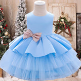 Bow Baby Girl Dress ty Wedding Dress Kid Clothes