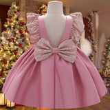 Bow Baby Girl Dress ty Wedding Dress Kid Clothes