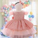 Bow Baby Girl Dress ty Wedding Dress Kid Clothes